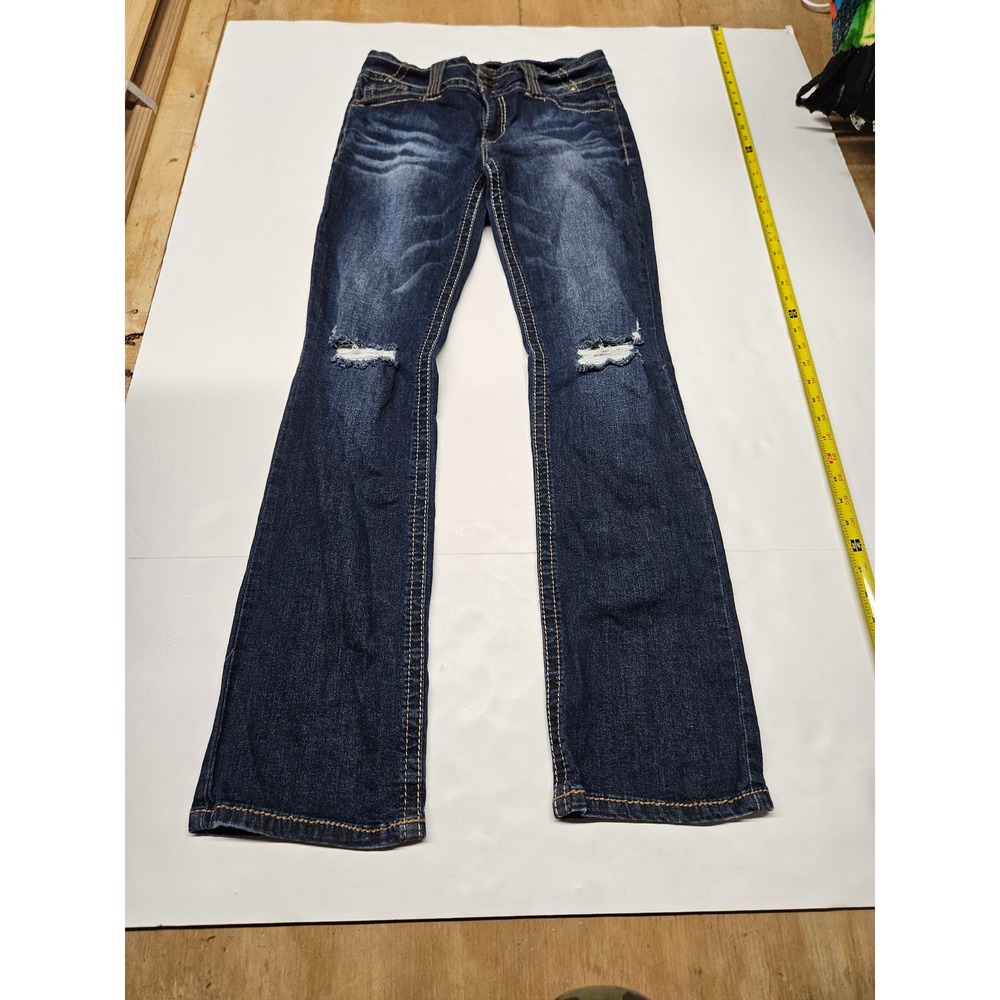 Twentyone Black by Rue21 Slim Bootcut Distressed Jeans Dark Wash Size 9/10R